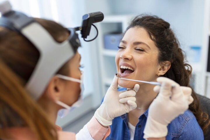Woman undergoing dental checkup for wisdom teeth removal